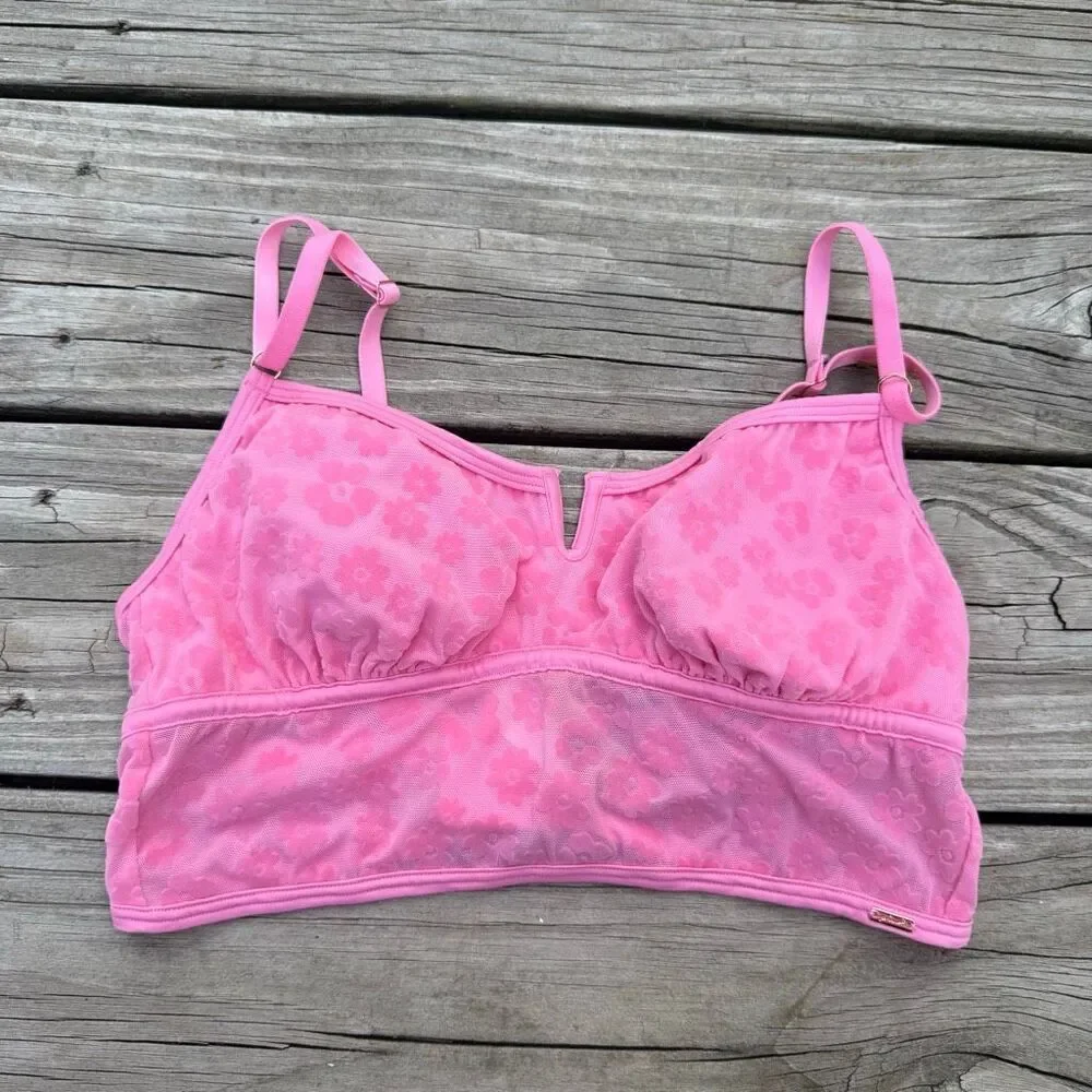 Victoria’s Secret PINK Floral Mesh Bralette NWT Pink Sheer Daisy Lingerie Top